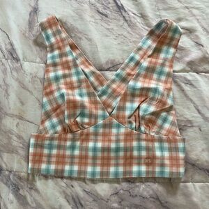 La Hearts Multicolor Plaid Cross-Back Tank Top